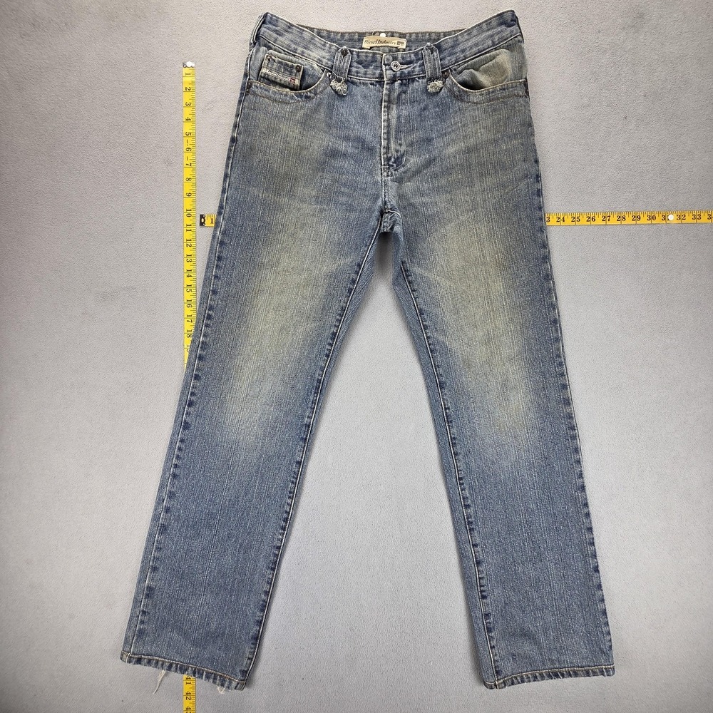 Diesel Jeans Mens 34x32 Blue Med Wash Regular Straight Zip Fly‎